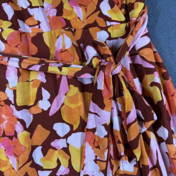 Nine West Dress Womens Large Floral V-Neck Short Sleeve Belted Wrap NWT - Picture 9 of 13